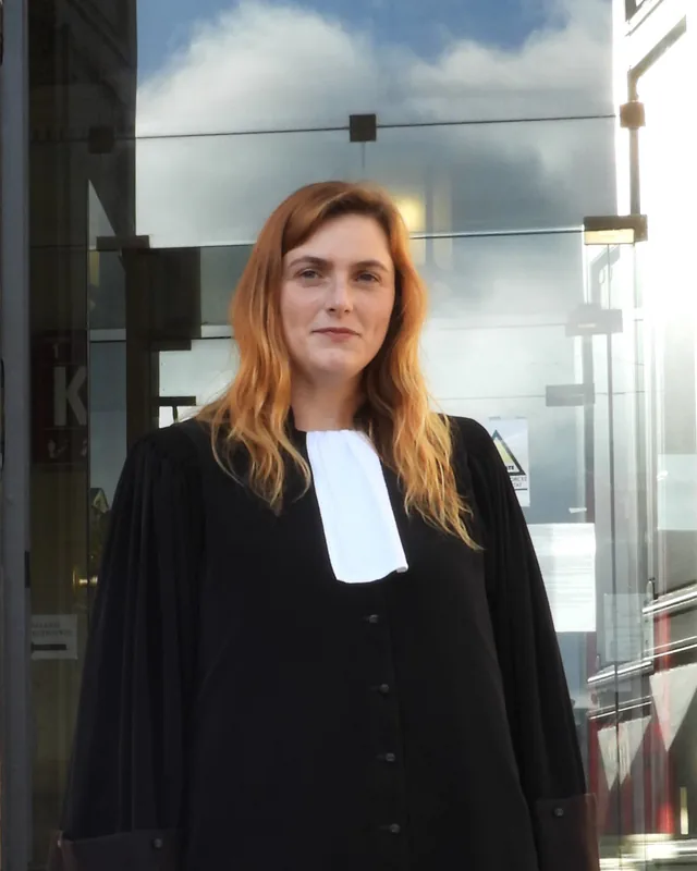 Portrait of Nolwenn Le Sayec in court dress